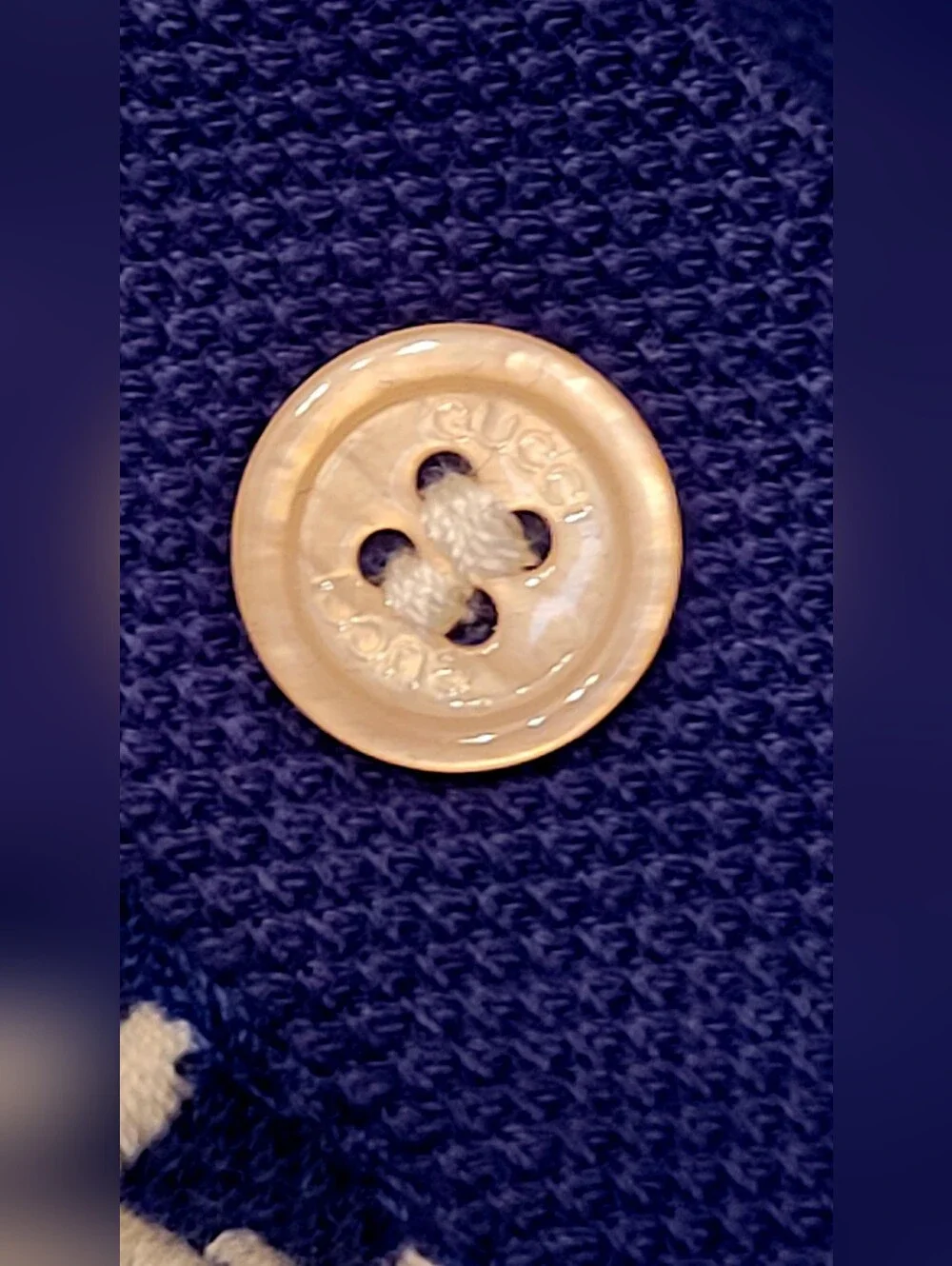 🇮🇹 Gucci Navy Blue GG 👕Jacquard Polo with Cream Collar🇮🇹